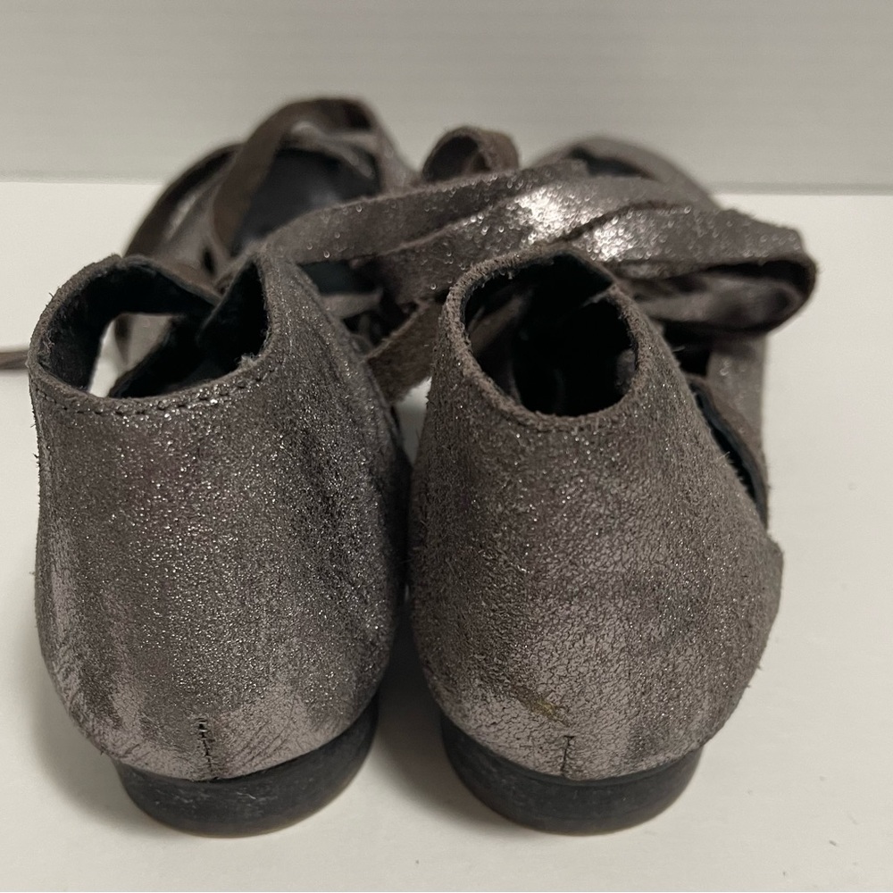 Free People Atlas Lace up Metallic Leather MaryJanes Women's Ballet Flats size 7 - Picture 5 of 8